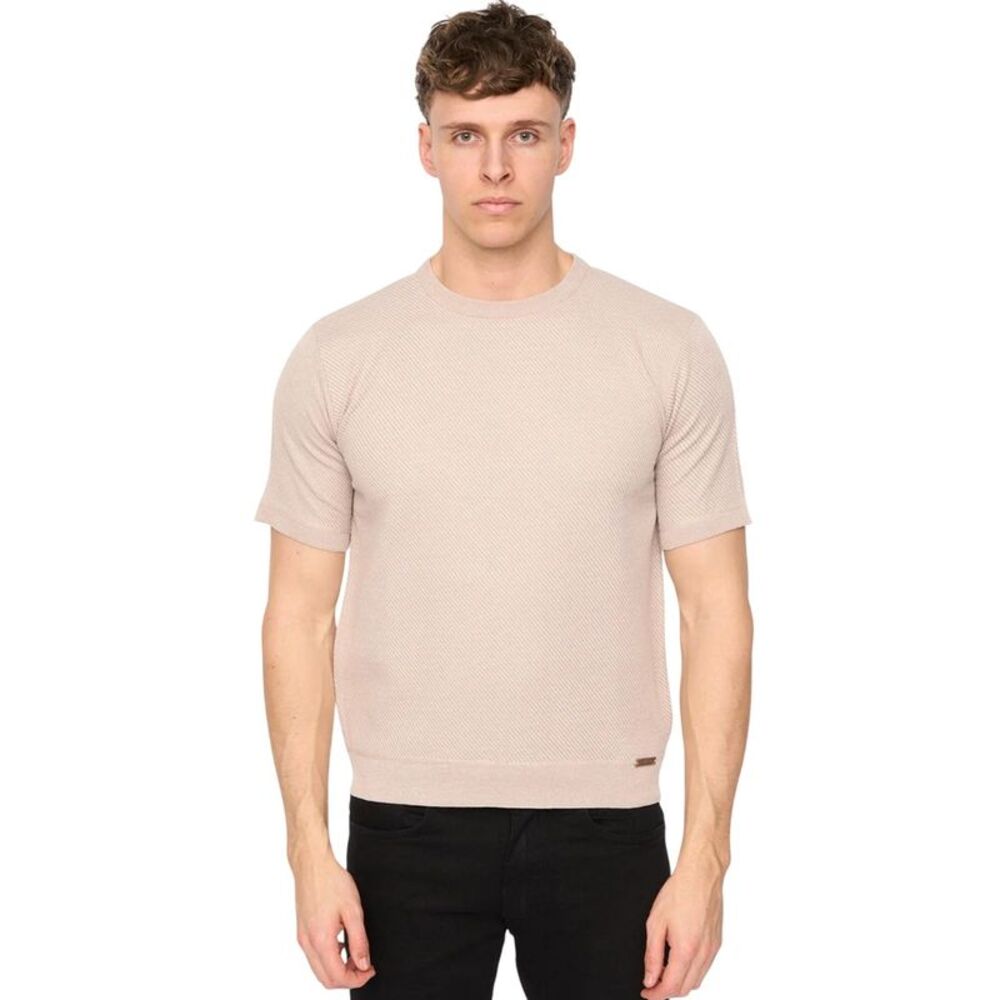Duck and Cover Mens Marvela Knitted T-Shirt / Stone